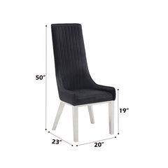 Gianna Black Faux Leather & Stainless Steel Side Chair (Set of 2) - Ornate Home