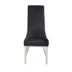 Gianna Black Faux Leather & Stainless Steel Side Chair (Set of 2) - Ornate Home