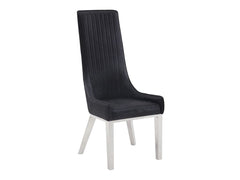 Gianna Black Faux Leather & Stainless Steel Side Chair (Set of 2) - Ornate Home