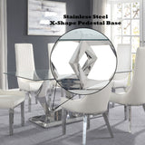Gianna Clear Glass & Stainless Steel Dining Table - Ornate Home