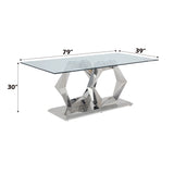 Gianna Clear Glass & Stainless Steel Dining Table - Ornate Home