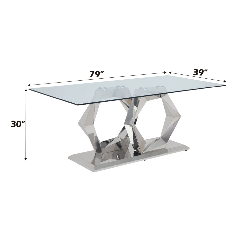 Gianna Clear Glass & Stainless Steel Dining Table - Ornate Home