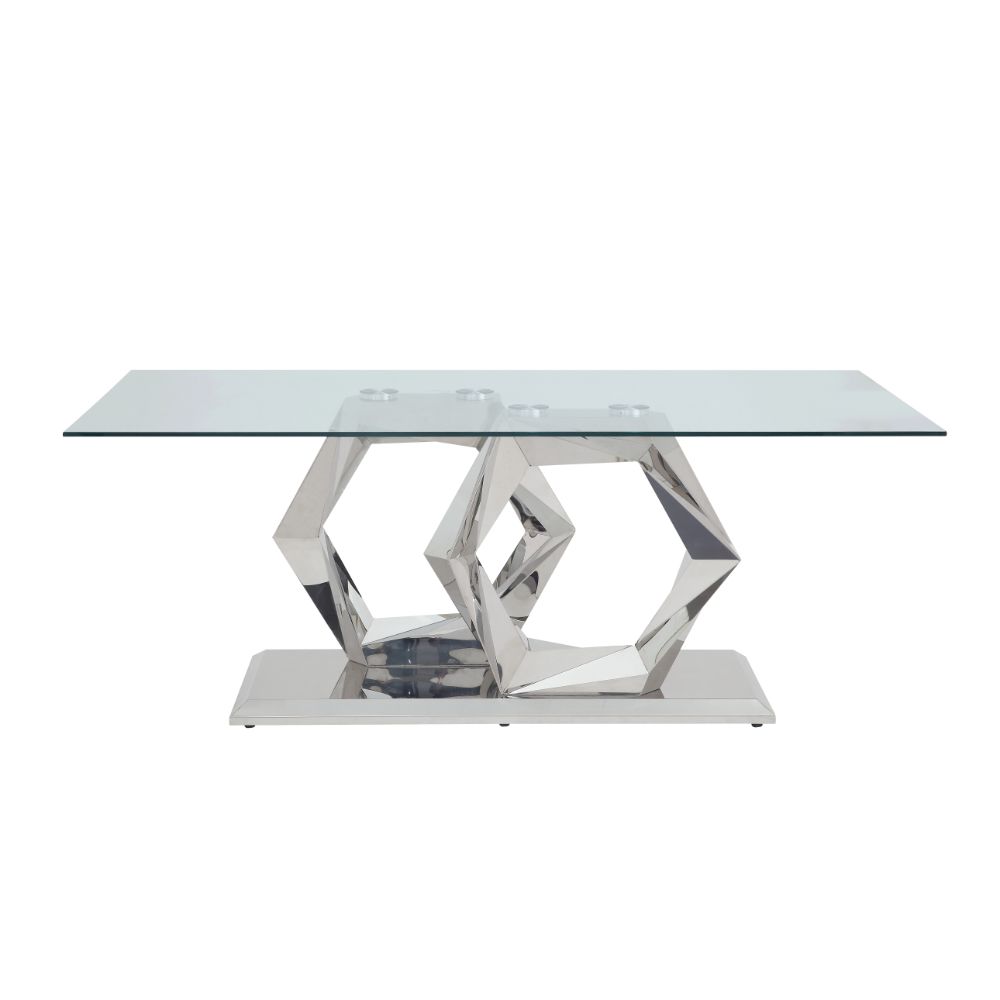 Gianna Clear Glass & Stainless Steel Dining Table - Ornate Home