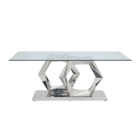 Gianna Clear Glass & Stainless Steel Dining Table - Ornate Home