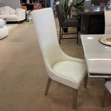 Gianna Ivory Faux leather & Stainless Steel Side Chair (Set of 2) - Ornate Home