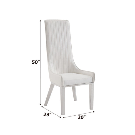 Gianna Ivory Faux leather & Stainless Steel Side Chair (Set of 2) - Ornate Home