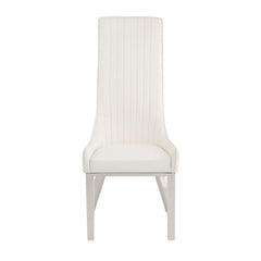 Gianna Ivory Faux leather & Stainless Steel Side Chair (Set of 2) - Ornate Home