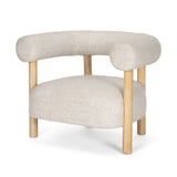 Gianna Light Brown/Oatmeal Open Back Wood Fabric Accent Chair - Ornate Home
