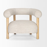 Gianna Light Brown/Oatmeal Open Back Wood Fabric Accent Chair - Ornate Home