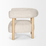 Gianna Light Brown/Oatmeal Open Back Wood Fabric Accent Chair - Ornate Home