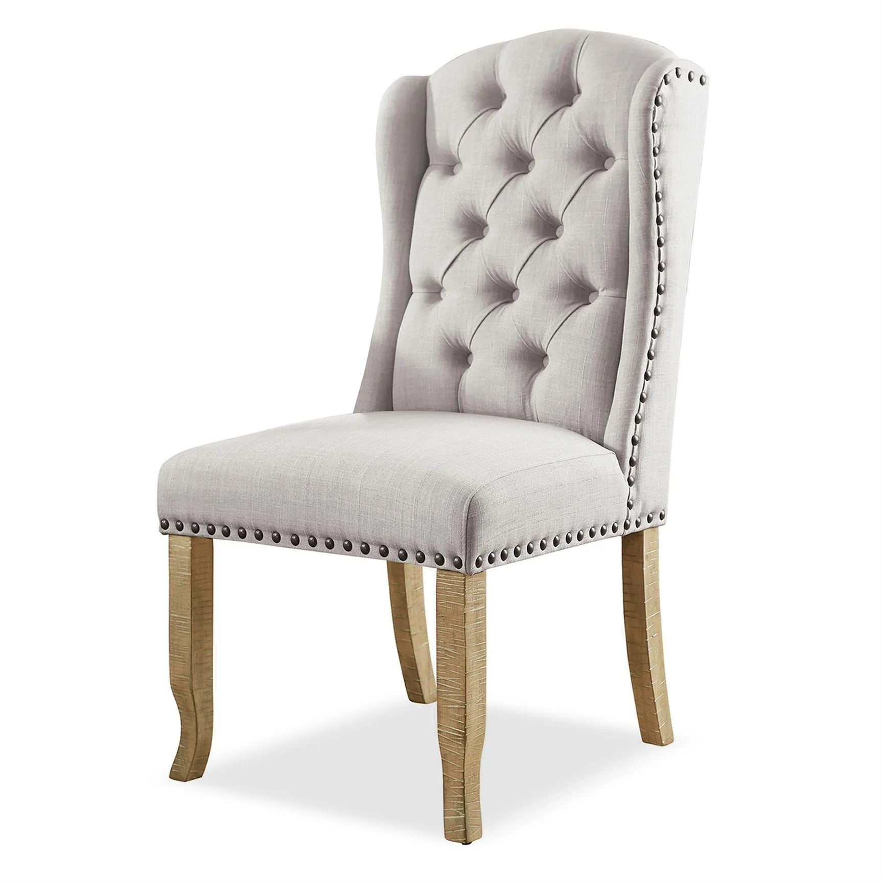 Gianna Rustic Oak/Brown 7 Pc. Dining Room Set (w/ 2 Wingback Chairs) - Ornate Home