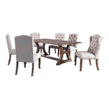 Gianna Rustic Oak/Brown 7 Pc. Dining Room Set (w/ 2 Wingback Chairs) - Ornate Home