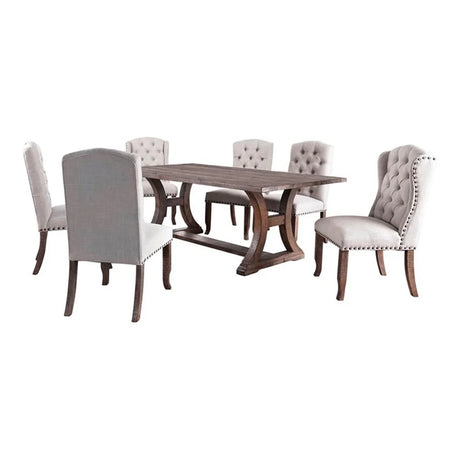 Gianna Rustic Oak/Brown 9 Pc. Dining Room Set (w/ 2 Wingback Chairs) - Ornate Home