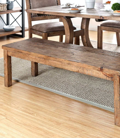 Gianna  Rustic Oak Wooden Bench - Ornate Home
