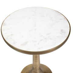 Gianno White Round Marble Side Table - Ornate Home