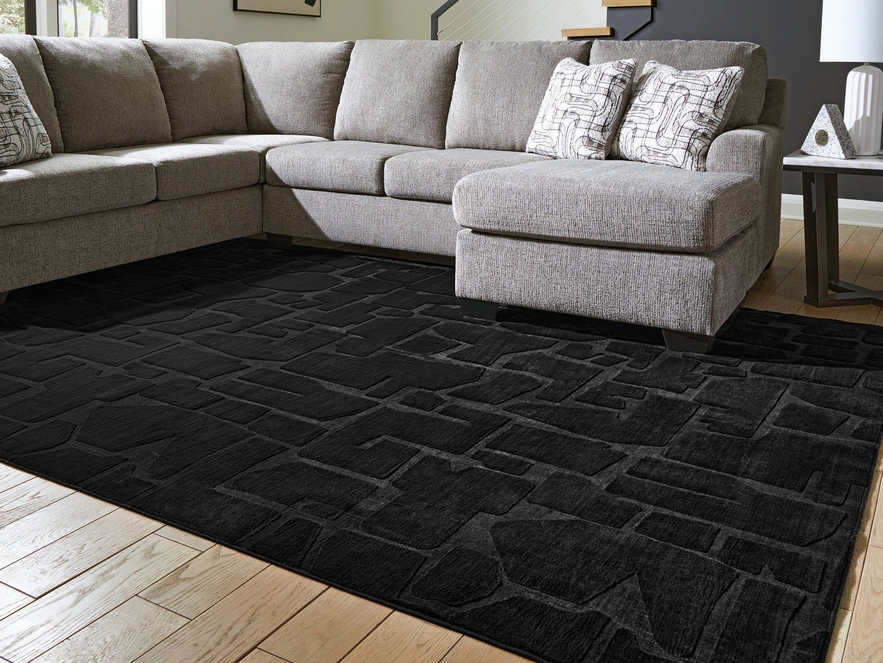 Gibbswell Black Washable Large Rug (Online Special Price) - Ornate Home