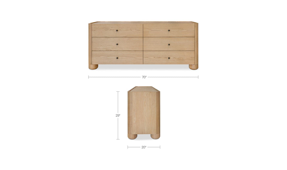 Gibson Natural 6 Drawer Dresser - Ornate Home
