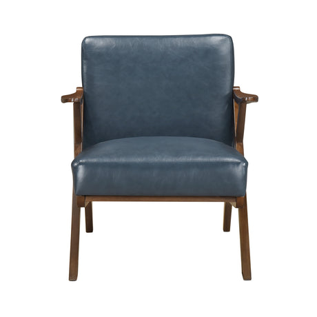 Gideon Blue Dark wood Accent Chair - Ornate Home