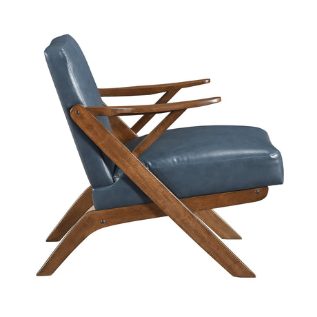 Gideon Blue Dark wood Accent Chair - Ornate Home