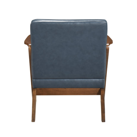 Gideon Blue Dark wood Accent Chair - Ornate Home