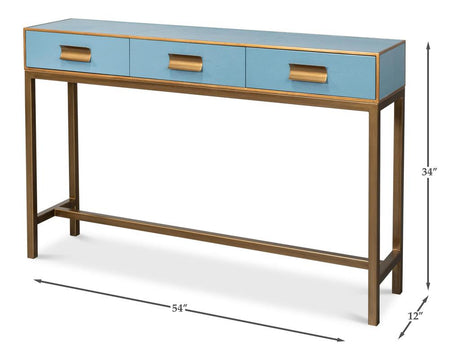 Gideon Blue Shagreen Console - Ornate Home