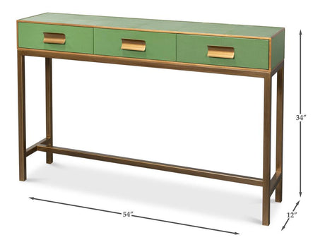 Gideon Green Shagreen Console - Ornate Home