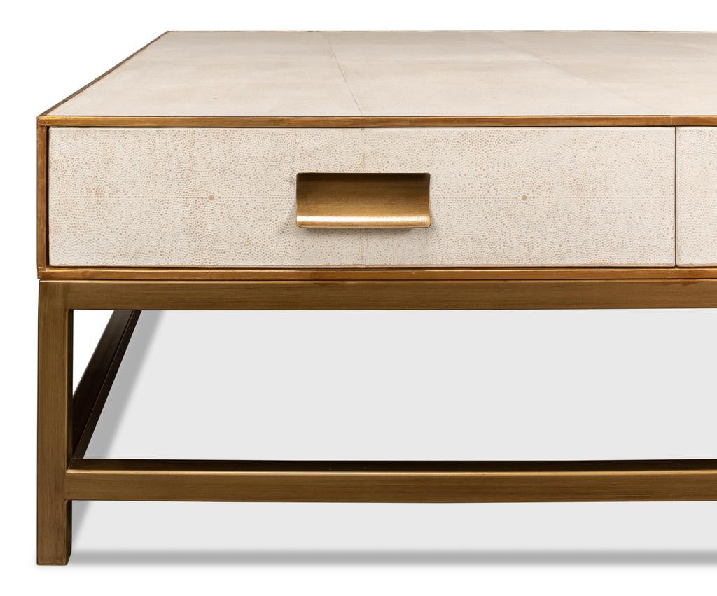 Gideon White Shagreen Coffee Table - Ornate Home