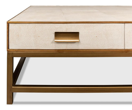 Gideon White Shagreen Coffee Table - Ornate Home