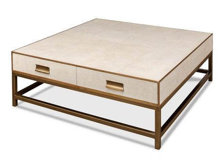Gideon White Shagreen Coffee Table - Ornate Home
