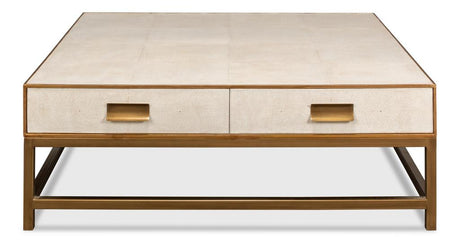 Gideon White Shagreen Coffee Table - Ornate Home