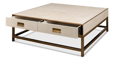 Gideon White Shagreen Coffee Table - Ornate Home