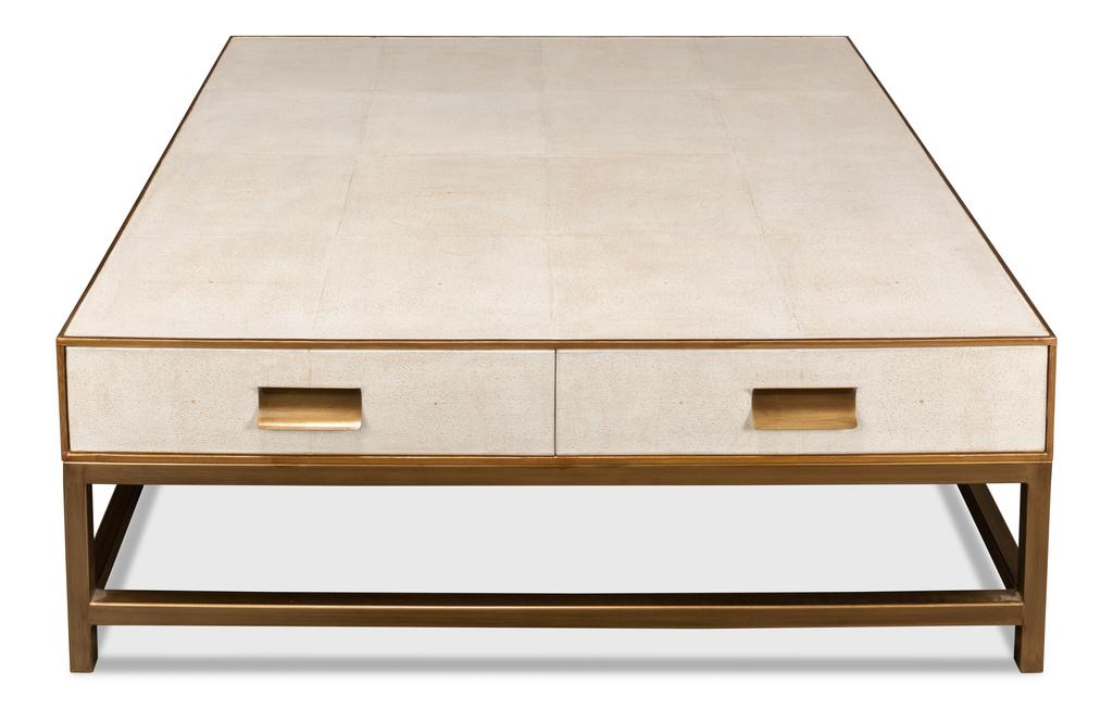 Gideon White Shagreen Coffee Table - Ornate Home