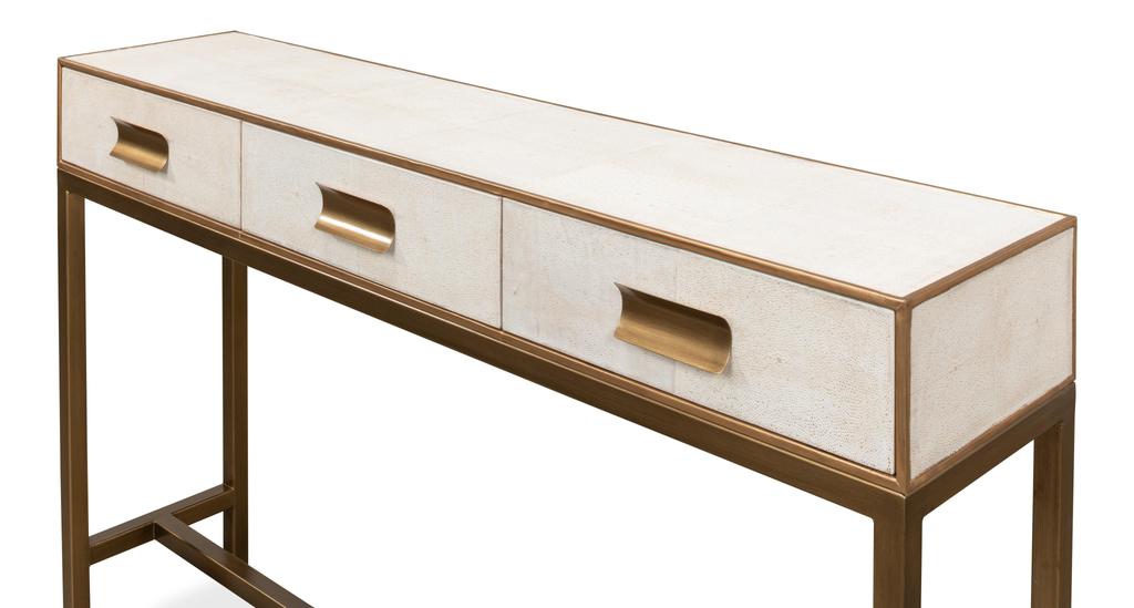 Gideon White Shagreen Console - Ornate Home