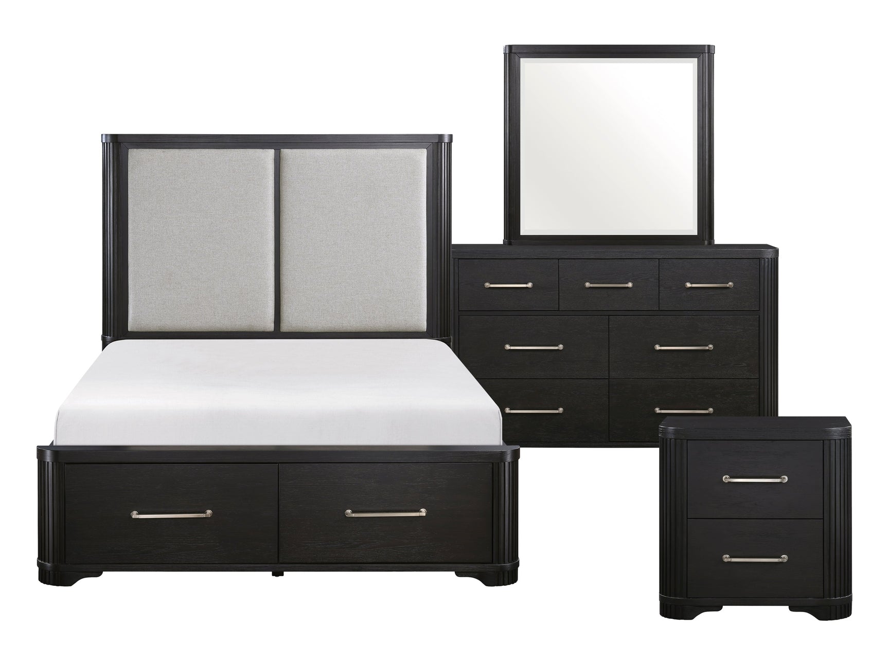 Gilbert Charcoal/Light Gray 4-Piece Queen Bedroom Set - Ornate Home
