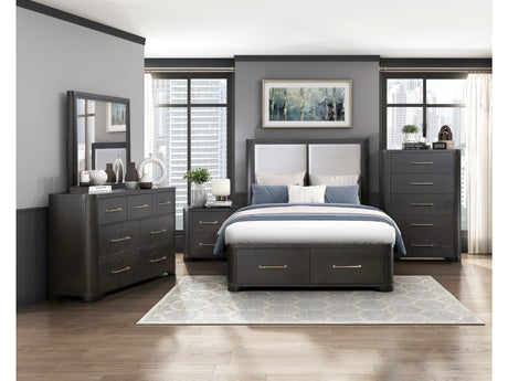 Gilbert Charcoal/Light Gray 5-Piece Queen Bedroom Set - Ornate Home