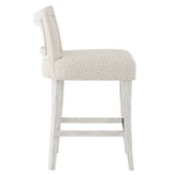 Giles Glacier White/White/Cream Fabric Counter Stool - Ornate Home