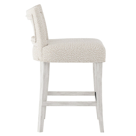 Giles Glacier White/White/Cream Fabric Counter Stool - Ornate Home