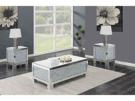 Gillian Silver 3-piece Mirrored Coffee and End Table Set - Ornate Home