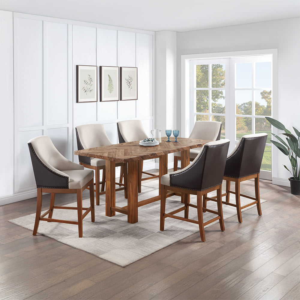 Gilsea Brown Synthetic Leather Counter Height Chair (Set of 2) - Ornate Home