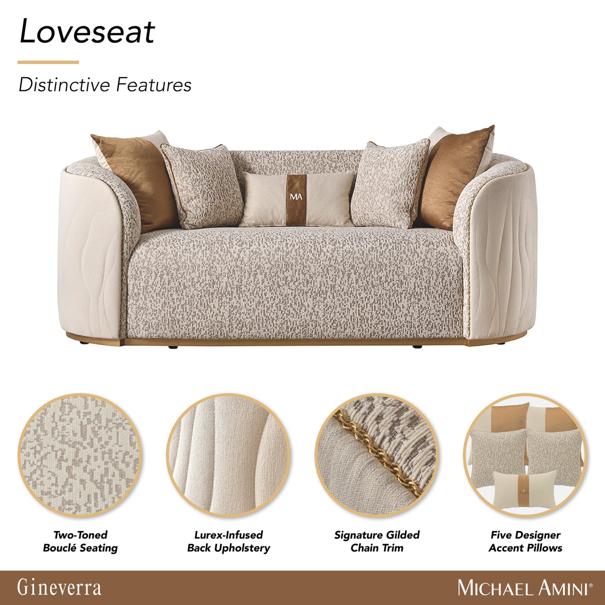 Gineverra Ivory Gold/Biscotti Loveseat