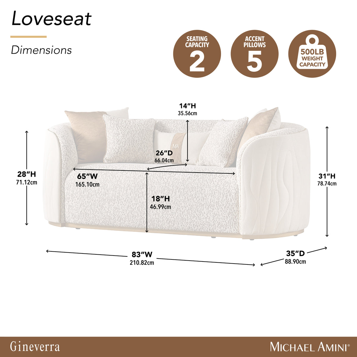 Gineverra Ivory Gold/Biscotti Loveseat