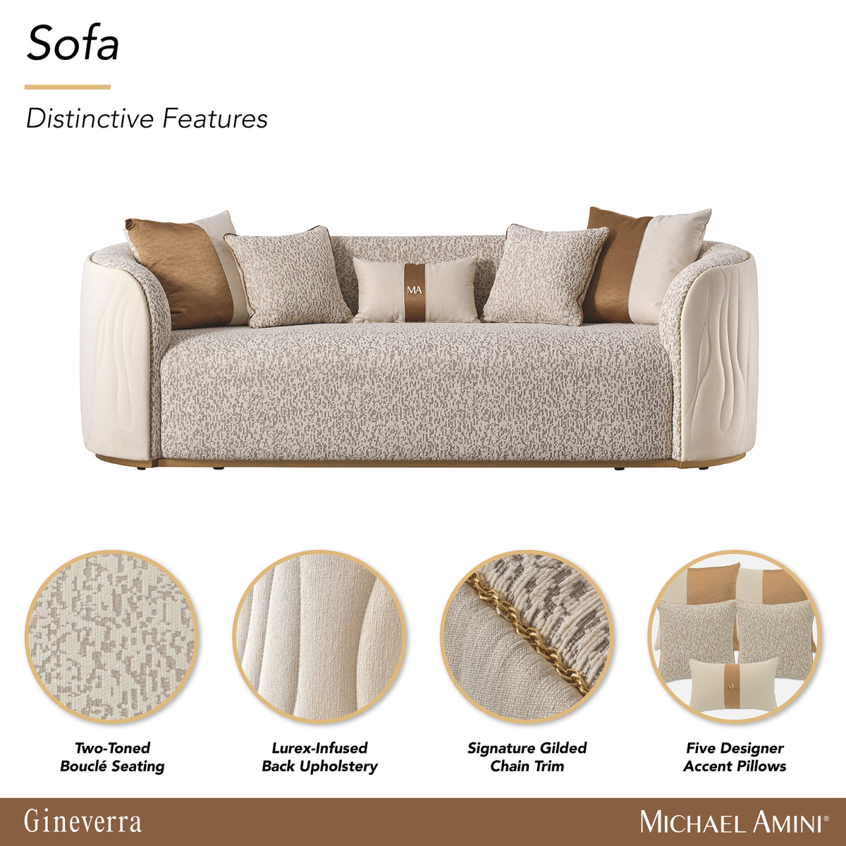 Gineverra Ivory Gold/Biscotti Sofa