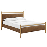 Ginny Light Oak/Canyon King Size Vegan Leather Platform Bed Frame - Ornate Home