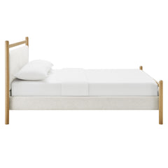 Ginny Light Oak Heathered Ivory Full Size Platform Bed Frame - Ornate Home