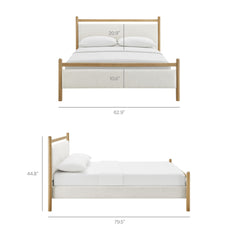 Ginny Light Oak Heathered Ivory Full Size Platform Bed Frame - Ornate Home