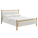 Ginny Light Oak Heathered Ivory King Size Platform Bed Frame - Ornate Home