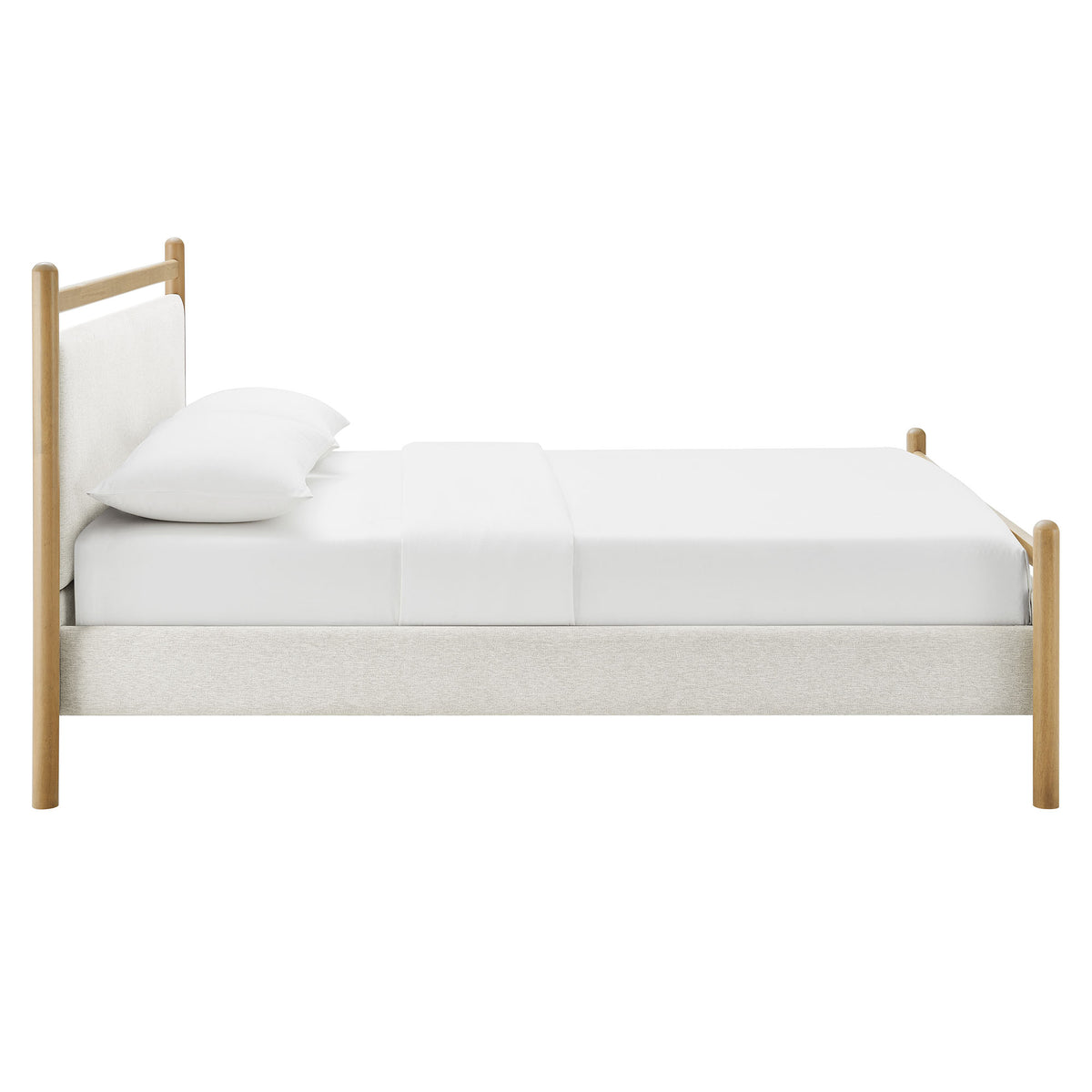Ginny Light Oak Heathered Ivory King Size Platform Bed Frame - Ornate Home
