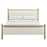 Ginny Light Oak Heathered Ivory King Size Platform Bed Frame - Ornate Home