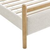 Ginny Light Oak Heathered Ivory King Size Platform Bed Frame - Ornate Home