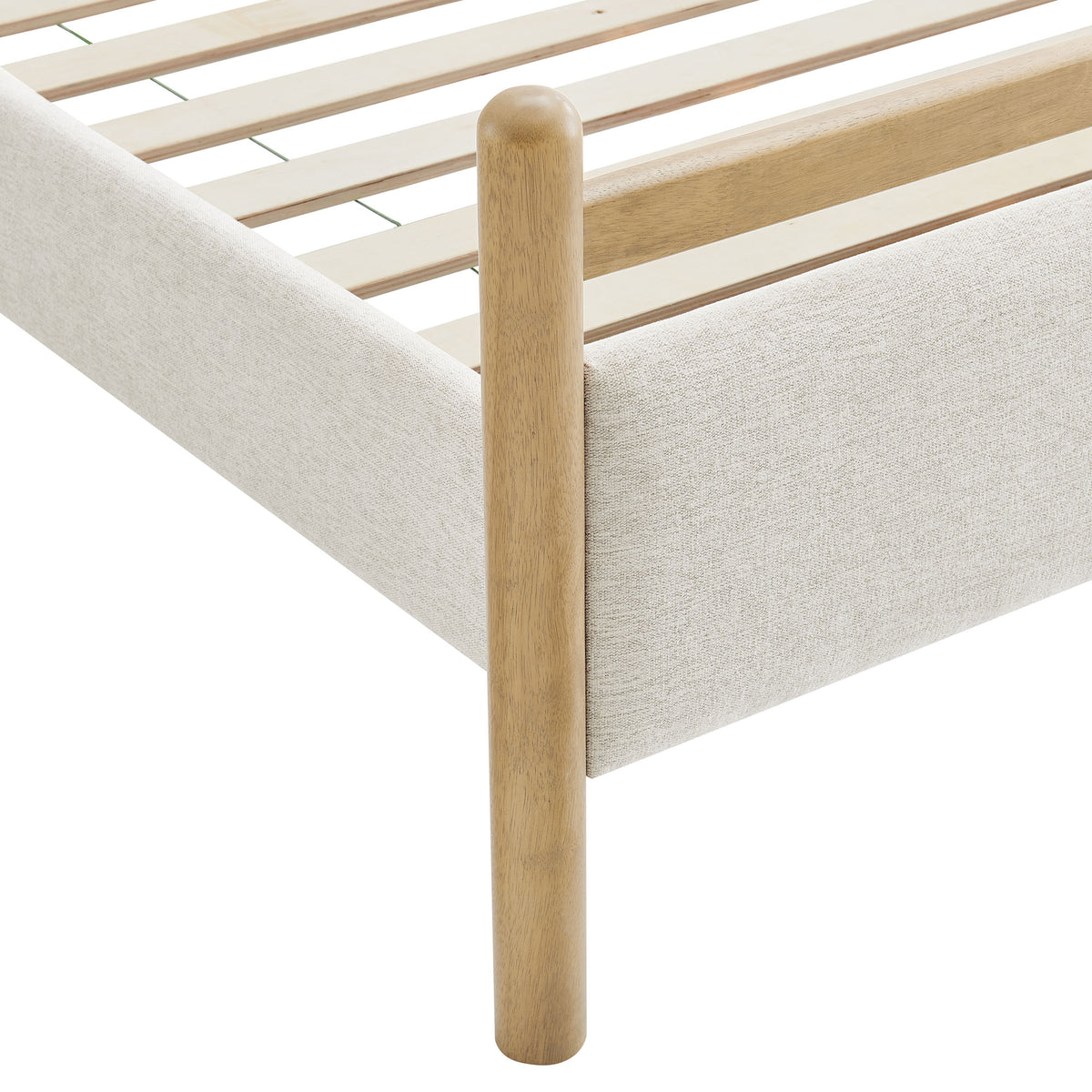 Ginny Light Oak Heathered Ivory King Size Platform Bed Frame - Ornate Home